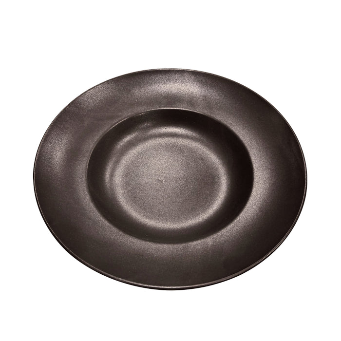 Nella 10" Black Round Deep Porcelain Pasta Plate - 6/Case - PB02 BLACK