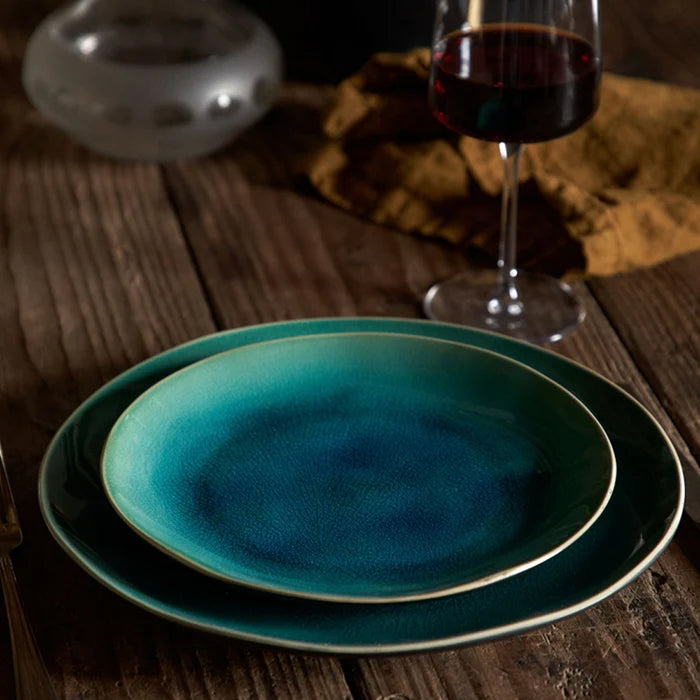 Costa Nova 8.5" Riviera Azur Round Stoneware Salad/Dessert Plate - 6/Case - NAP215-AZU