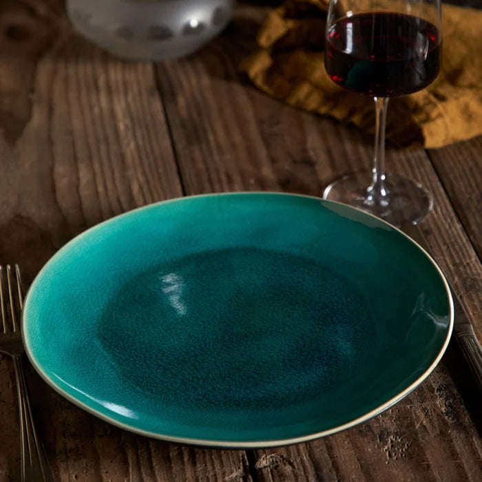 Costa Nova 10.6" Riviera Azur Round Stoneware Dinner Plate - 6/Case - NAP275-AZU