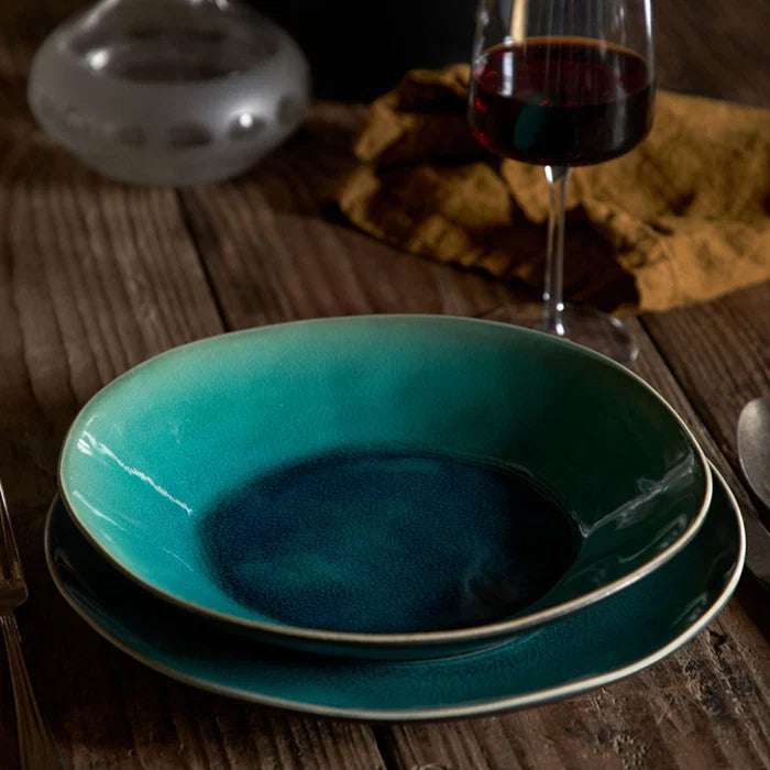 Costa Nova 10.6" Riviera Azur Round Stoneware Dinner Plate - 6/Case - NAP275-AZU