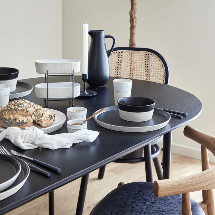 Costa Nova 10.87" Nótos Latitude Black Round Stoneware Dinner Plate - 6/Case - NRP281-LTB