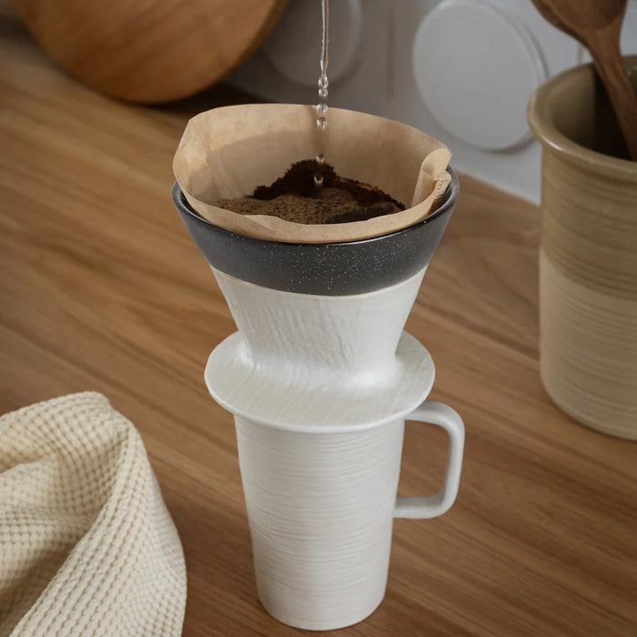 Costa Nova 10.87 Oz. Nótos Latitude Black Stoneware Pour Over Coffee Dripper - NSD121-LTB