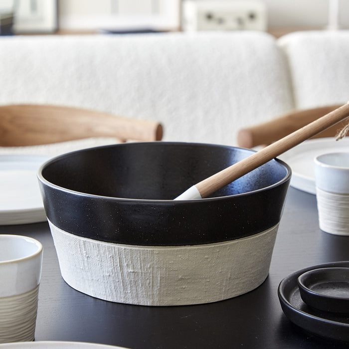Costa Nova 9.75" Nótos Latitude Black Round Stoneware Serving Bowl - NSS251-LTB