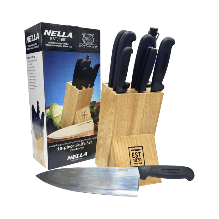 Nella 10-Piece Premium Knife Set with Wooden Block - 12888