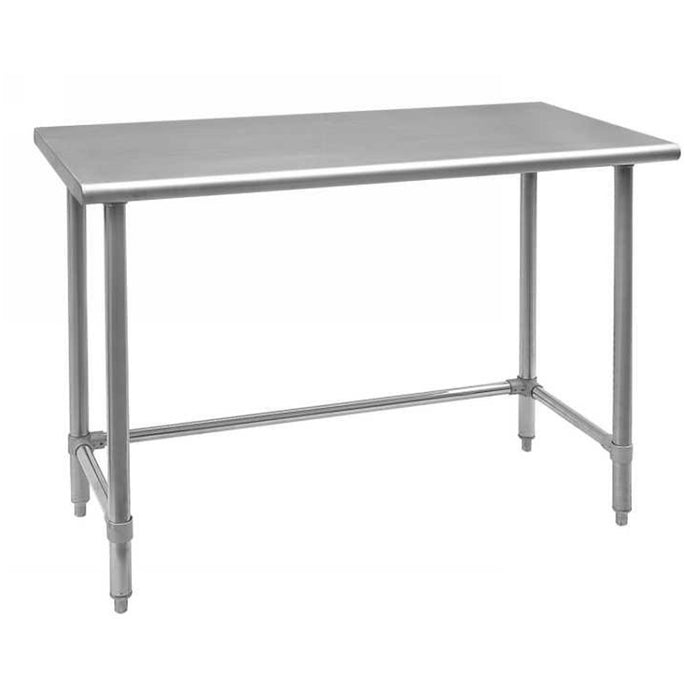 Nella 24" x 24" Stainless Steel Worktable with Leg Brace and Open Base - 28628