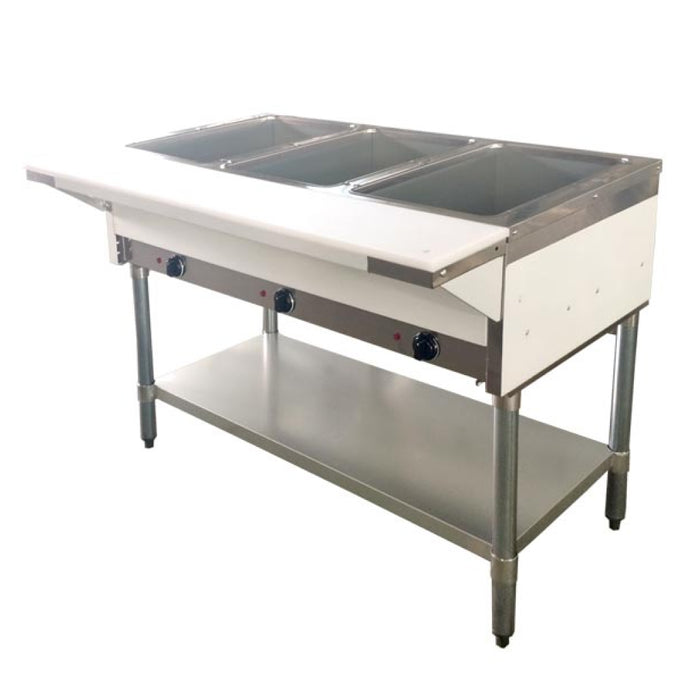 Nella 46574 44" Electric Open Well Steam Table with Cutting Board and Adjustable Undershelf - 240V