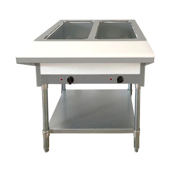 Nella 47342 30" Natural Gas Open Well Steam Table with 2-Pan Tray, Cutting Board and Undershelf - 7,000 BTU