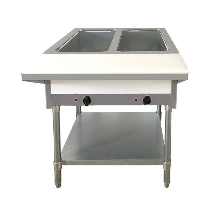 Nella 47362 30" Propane Open Well Steam Table with 2-Pan Tray, Cutting Board and Undershelf - 7,000 BTU