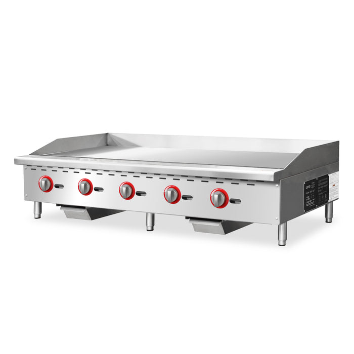 Nella 60" Countertop Stainless Steel 5-Burner Natural Gas Griddle with Manual Control - 150,000 BTU - 47366
