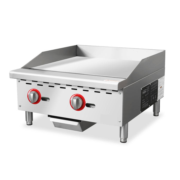 Nella 24" Countertop Stainless Steel 2-Burner Natural Gas Griddle with Manual Control - 60,000 BTU - 47374