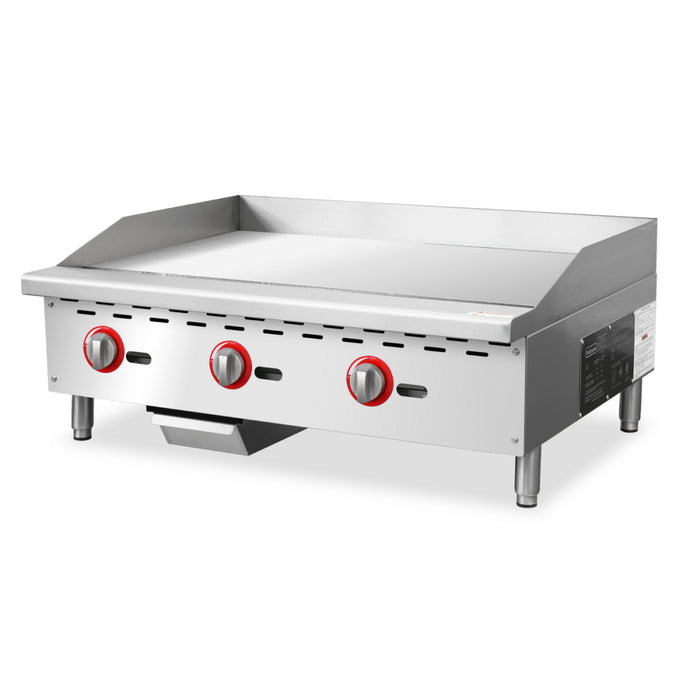 Nella 36" Countertop Stainless Steel 3-Burner Natural Gas Griddle with Manual Control - 90,000 BTU - 47375