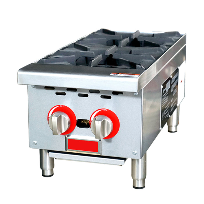 Nella 12" Natural Gas 2-Burner Countertop Stainless Steel Hot Plate - 47379