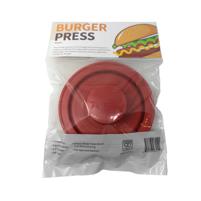 Nella 4.5" Red Plastic Hamburger Patty Press - 48112