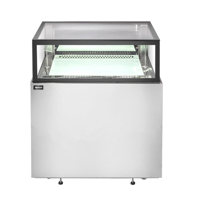 Nella 36" x 32" Flat Top Stainless Steel Floor Refrigerated Showcase - 9.6 Cu. Ft. - 48561