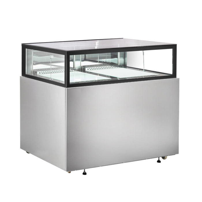 Nella 60" x 32" Flat Top Stainless Steel Floor Refrigerated Showcase - 16.7 Cu. Ft. - 48563
