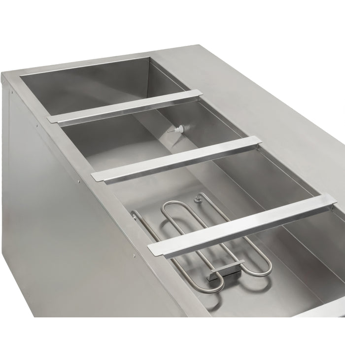 Nella 72" Electric Open Well Steam Table with 5-Pan Tray, Cutting Board, and Undershelf - 240V - 48790