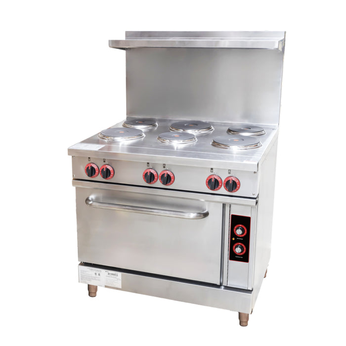 Nella 49103 36" Electric 6-Burner Commercial Range with Standard Oven - 208V, 18kW, 3Ph