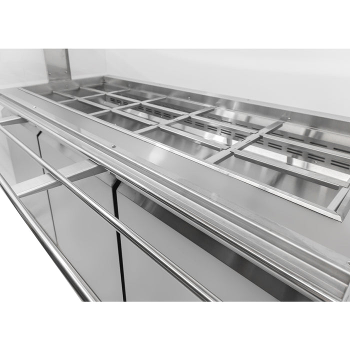 Nella 72" Refrigerated Salad Bar / Cold Food Table with Sneeze Guard, Tray Slide and Pan Covers