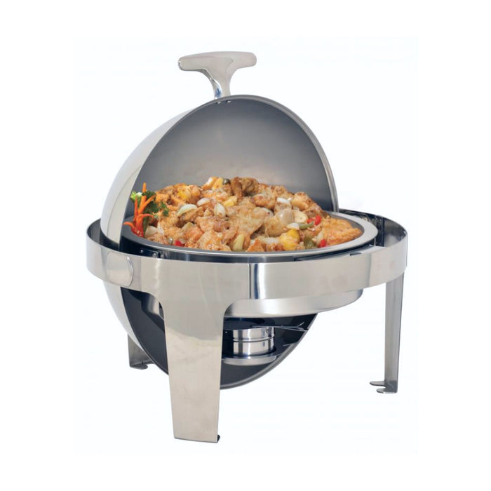 Nella 6 Qt. Stainless Steel Round Chafing with Roll Top Lid - 80527