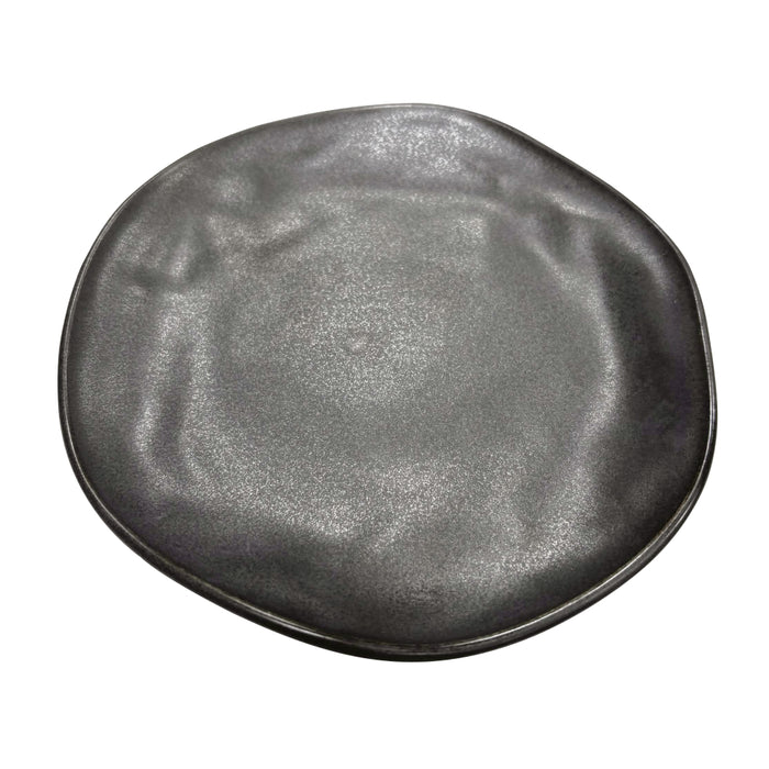 Nella 6" Organic Black Oval Porcelain Flat Plate - 24/Case - ORG 16 BK