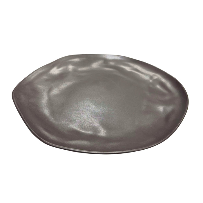 Nella 7.5" Organic Black Oval Porcelain Flat Plate - 24/Case - ORG 19 BK