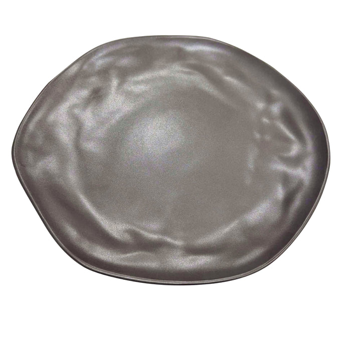 Nella 7.5" Organic Black Oval Porcelain Flat Plate - 24/Case - ORG 19 BK