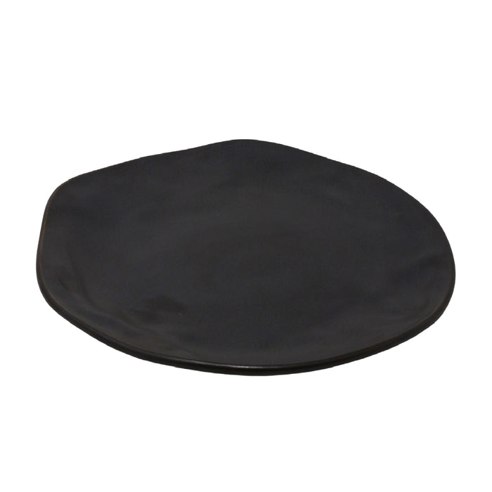 Nella 7.5" Organic Black Oval Flat Plate - 24/Case - ORG 19 BK
