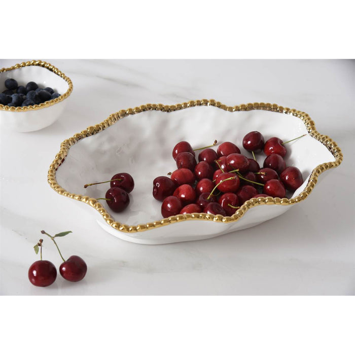 Pampa Bay 12" x 9" Golden Salerno Oval Porcelain Serving Bowl - CER1136WG