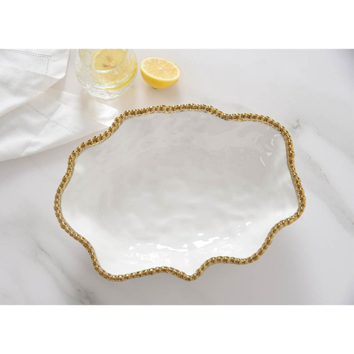 Pampa Bay 12" x 9" Golden Salerno Oval Porcelain Serving Bowl - CER1136WG
