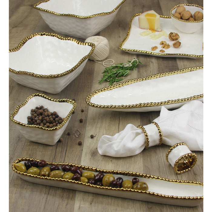 Pampa Bay 14" x 3.5" Golden Salerno Oval Porcelain Cracker Tray - 6/Case - CER1150WG