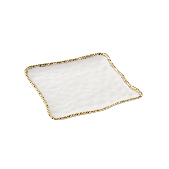 Pampa Bay 11" x 11" Golden Salerno Square Porcelain Serving Platter - 2/Case - CER1400WG