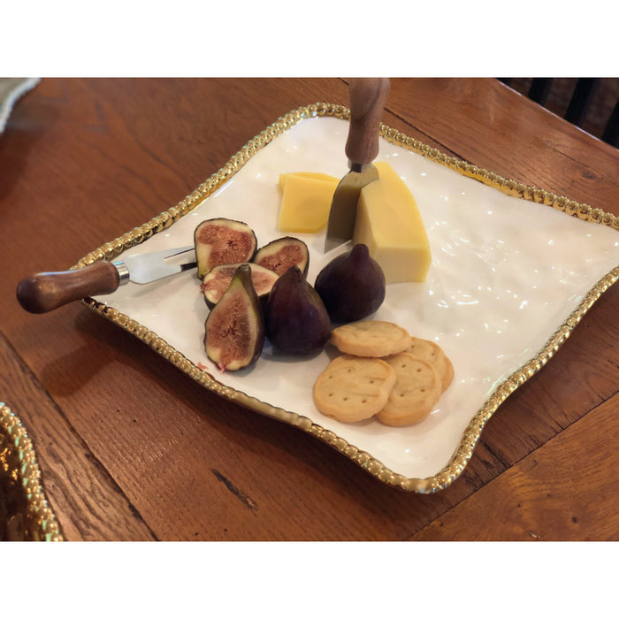 Pampa Bay 11" x 11" Golden Salerno Square Porcelain Serving Platter - 2/Case - CER1400WG