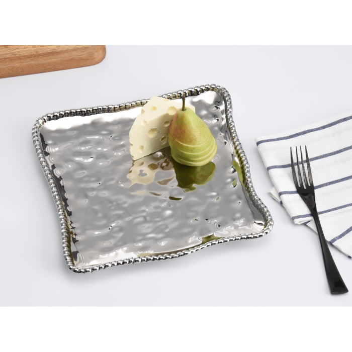 Pampa Bay 11" x 11" Verona Silver Square Porcelain Serving Platter - 2/Case - CER1400
