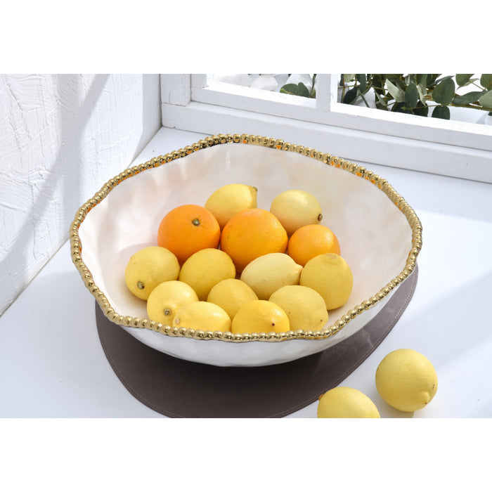 Pampa Bay 14.5" Golden Salerno Round Porcelain Oversized Serving Bowl - CER1713WG