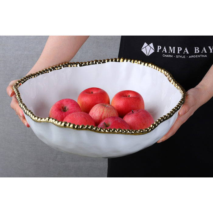 Pampa Bay 14.5" Golden Salerno Round Porcelain Oversized Serving Bowl - CER1713WG
