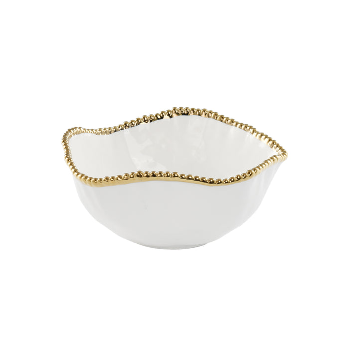 Pampa Bay 10.5" Golden Salerno Round Porcelain Large Salad Bowl - 2/Case - CER1721WG