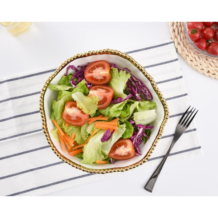 Pampa Bay 10.5" Golden Salerno Round Porcelain Large Salad Bowl - 2/Case - CER1721WG