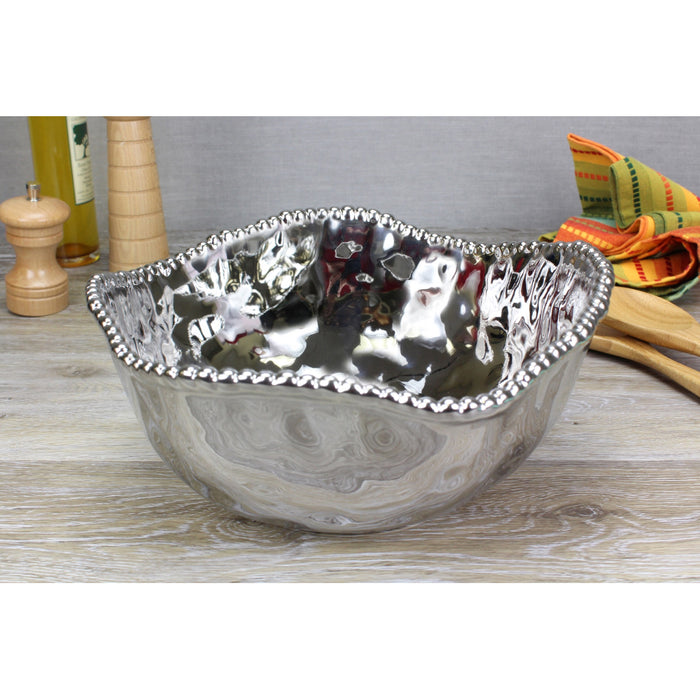 Pampa Bay 10.5" Verona Silver Round Porcelain Large Salad Bowl - 2/Case - CER1721
