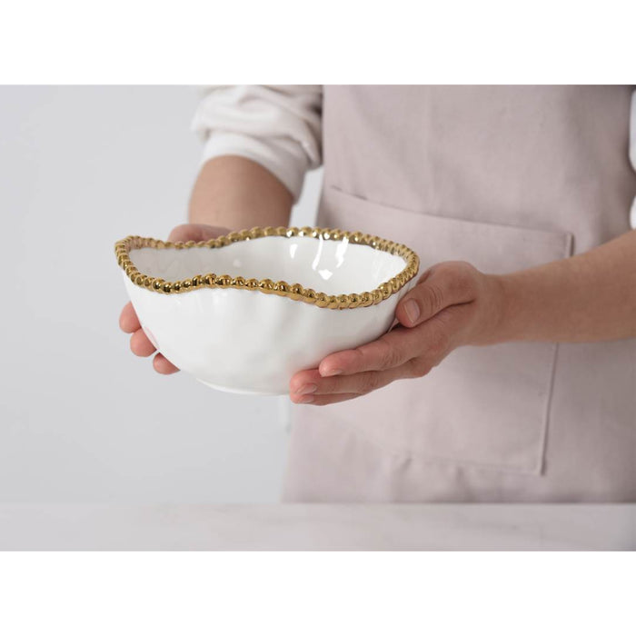 Pampa Bay 6.5" Golden Salerno Round Porcelain Medium Bowl - CER1726WG