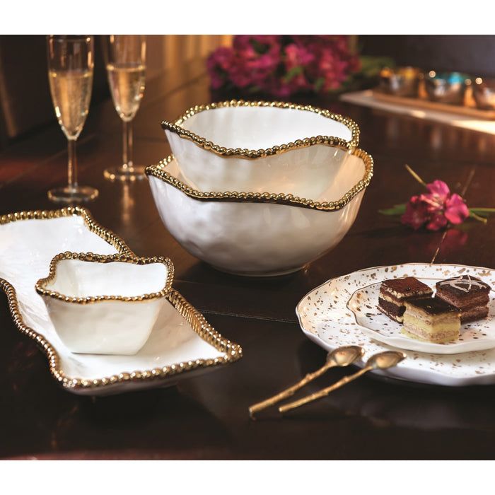 Pampa Bay 19" x 6.5" Golden Salerno Rectangular Porcelain Serving Plate - CER2109WG