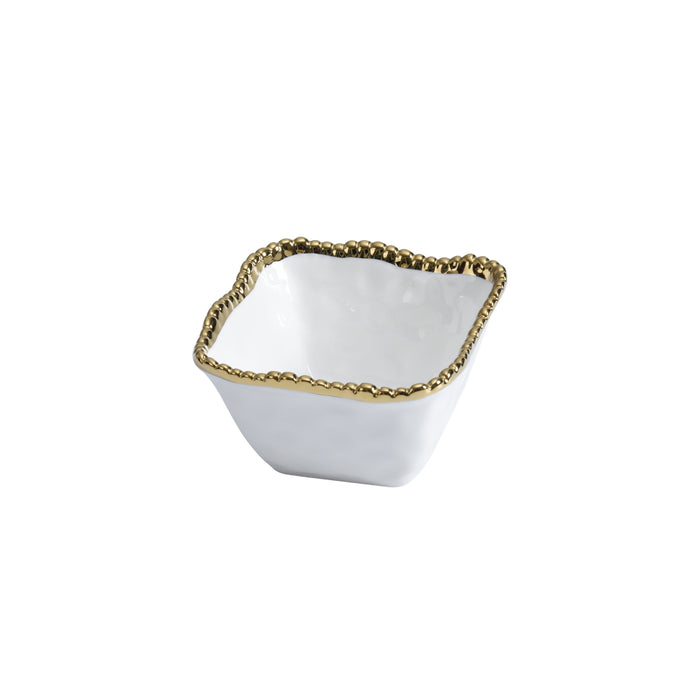 Pampa Bay 4.75" x 4.75" Golden Salerno Square Porcelain Snack Bowl - 6/Case - CER2251WG
