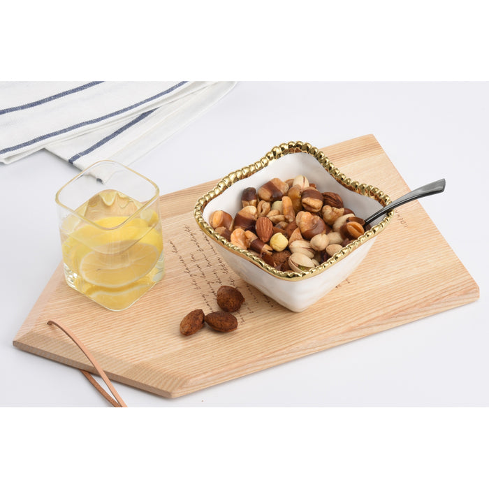 Pampa Bay 4.75" x 4.75" Golden Salerno Square Porcelain Snack Bowl - 6/Case - CER2251WG