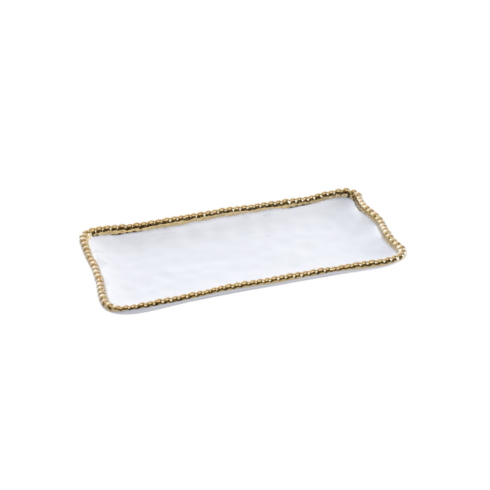 Pampa Bay 10" x 5" Golden Salerno Rectangular Porcelain Small Serving Tray - 3/Case - CER2431WG
