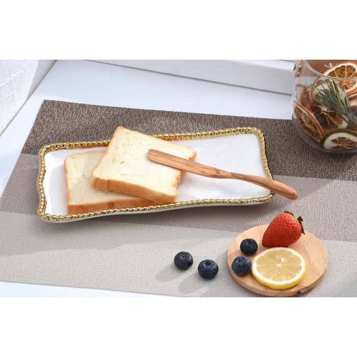 Pampa Bay 10" x 5" Golden Salerno Rectangular Porcelain Small Serving Tray - 3/Case - CER2431WG