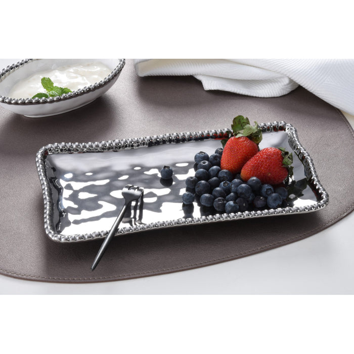Pampa Bay 10" x 5" Verona Silver Rectangular Porcelain Small Serving Plate - 3/Case - CER2431