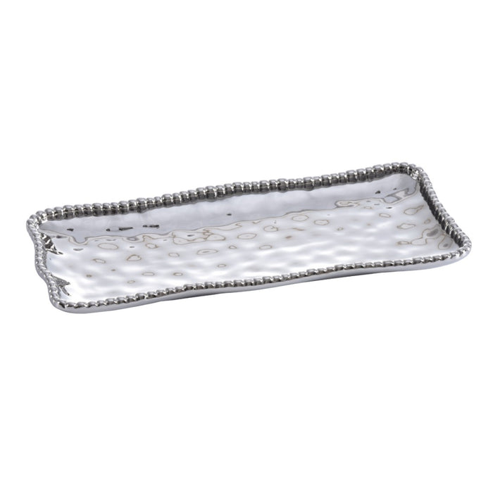 Pampa Bay 13.75" x 6.25" Verona Silver Rectangular Porcelain Medium Serving Plate - 3/Case - CER2432