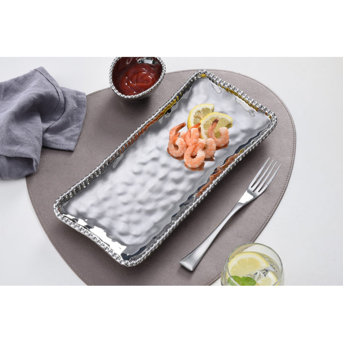 Pampa Bay 13.75" x 6.25" Verona Silver Rectangular Porcelain Medium Serving Plate - 3/Case - CER2432