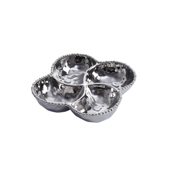Pampa Bay 4-Section Verona Silver Porcelain Serving Bowl - 2/Case - CER2572