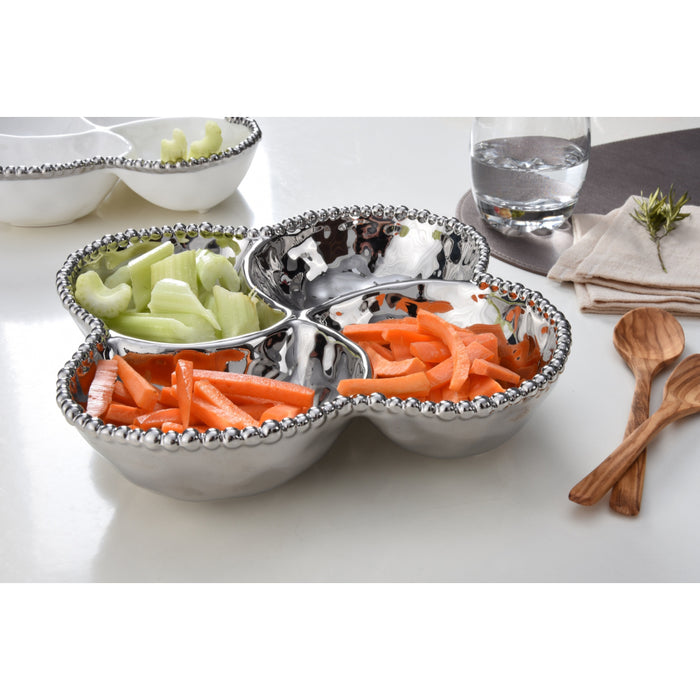 Pampa Bay 4-Section Verona Silver Porcelain Serving Bowl - 2/Case - CER2572