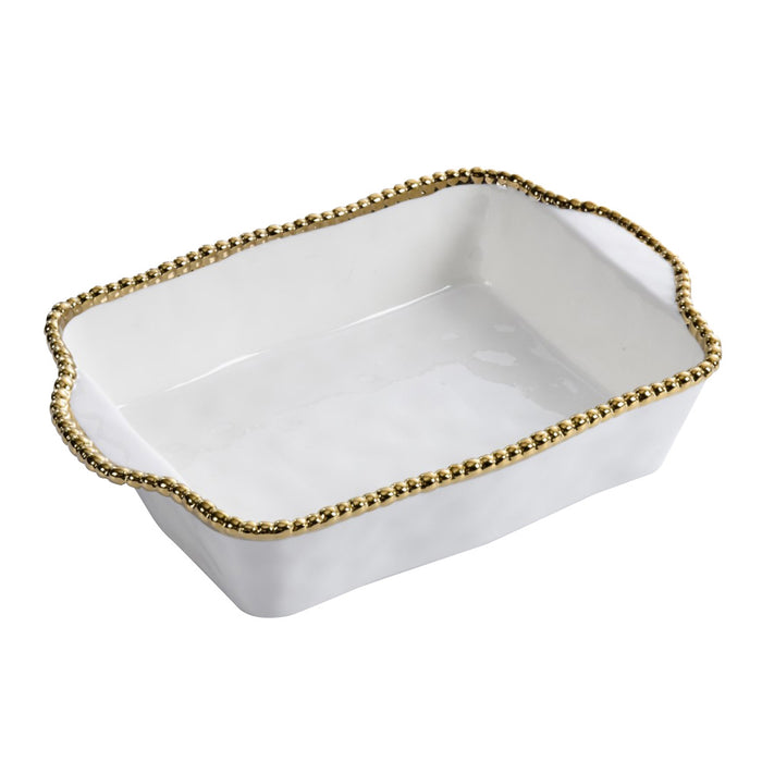Pampa Bay 11" x 9" Golden Salerno Rectangular Porcelain Baking Dish - CER2658WG